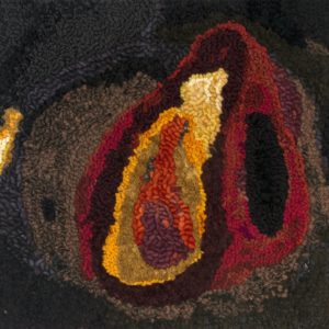 South Pole of Venus, detail, 17" x 16", 2017, hand-cut wool and jersey, sari silk, wool roving, wool and synthetic yarn on linen. South Pole of Venus, detail, 17" x 16", 2017, hand-cut wool and jersey, sari silk, wool roving, wool and synthetic yarn on linen.