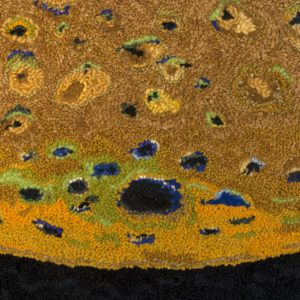 South Pole of Mercury, detail, 25" x 19", 2017, hand-cut wool and jersey, sari silk, wool roving, wool and synthetic yarn on linen. South Pole of Mercury, detail, 25" x 19", 2017, hand-cut wool and jersey, sari silk, wool roving, wool and synthetic yarn on linen.